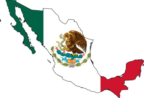 vlajka Mexika v mapě